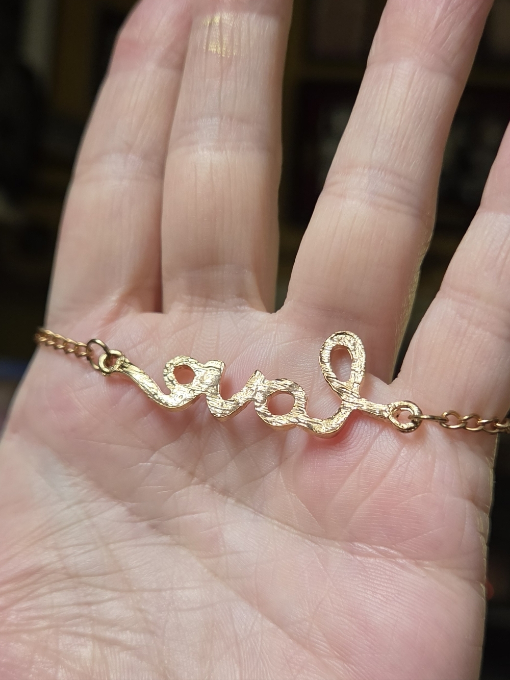 Gold "Love" Script Bracelet - Women's Fashion Jewelry Sz9" - Picture 4 of 5